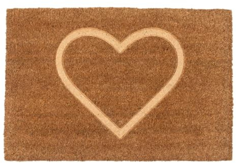 Sacred Remedy Embossed Heart Coir Doormat 60 x 40cm. Heavy Duty Natural Coconut Fibre & Non-Slip PVC Backing | Indoor & Outdoor Scraper Mat for Front Door, Porch, and Entryway. Welcome Home with Love