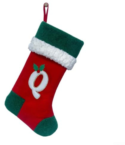 UrbanHui Weihnachtsstrumpf bestickter Samt-Buchstabenstrumpf großer hängender Strumpf mit starkem Gurt für Kamin, Weihnachtsmantel, Urlaubsdekoration, Weihnachtsmann, Geschenke, Schlafzimmer