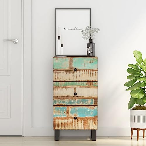 Ordellia Sideboard aus Altholz Massiv mit 3 Schubladen, 40x33,5x75 cm, recyceltes Holz, Stabiler Stauraum für Küche, Wohnzimmer, Flur