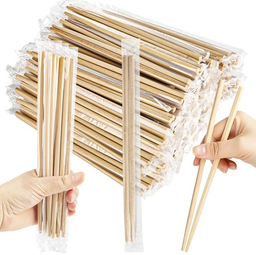 200 Pairs Bamboo Disposable Chopsticks 9.45 Inch Individually Wrapped Wooden Separated Sleeved Chopsticks Bulk for Takeout Rice Noodles Sushi Restaurants Home