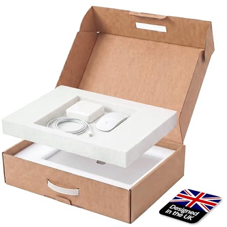 Laptop Shipping Box with Protective Foam, Heavy Duty, 10 to 17 Inch Laptops | laptop boxes for shipping, monitor shipping box, computer shipping box, foam inserts, carry handle, designed in the UK