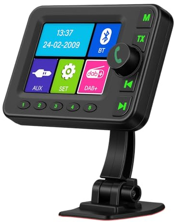 DAB/DAB+ Car Radio Adapter 2.8 Inch Colorful LCD Screen Portable DAB Radio Receiver with Bluetooth Handsfree FM Transmitter AUX Digital DAB Antenna Adapter