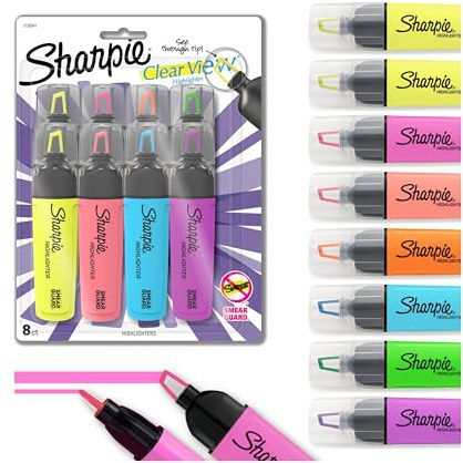 Sanford Sharpie Clear View Tank Highlighters 8/Pkg-Assorted