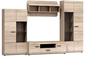 Furniture24 Wohnwand LINK, Anbauwand, Vitrine, Lowboard, Hängeregal, Vitrinenschrank, (Ohne Beleuchtung)