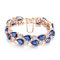 StunningBoutique Chic Gold Plated Blue Sapphire Colour Austria Crystal Bangle Women Bracelet Party Jewellery 19CM/7.5IN (Blue, 18k Yellow Gold Plated)