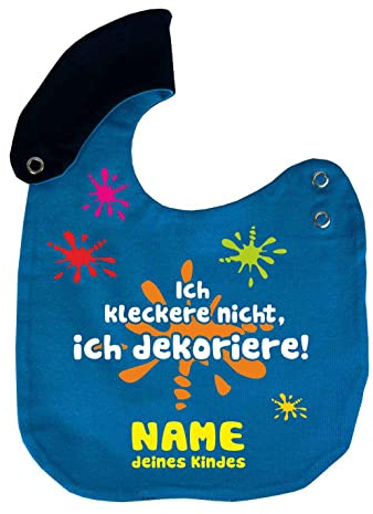 größenverstellbares Baby Wende Lätzchen mit Druck Ich kleckere nicht ich dekoriere und den Namen Ihres Kindes