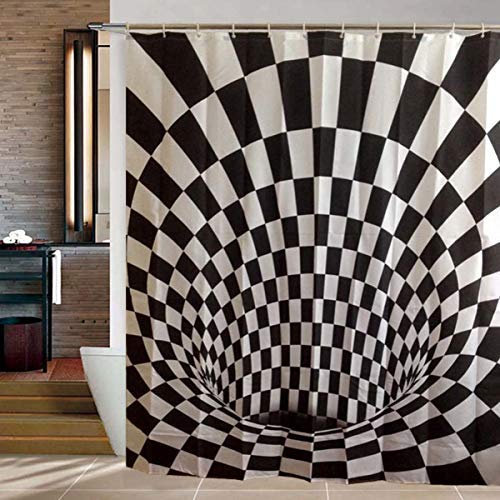 GOODS+GADGETS Duschvorhang Badewannen-Vorhang; Wasserdichter, Waschbarer Anti-Schimmel Badvorhang aus 100% Polyester für Badewanne & Duschwanne; Asiatischer Feng Shui Bambus Stil (3D-Muster)