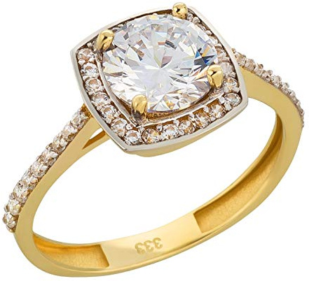 Ardeo Aurum Damenring aus 333 Gold Gelbgold mit Zirkonia im Brillant-Schliff Verlobungsring