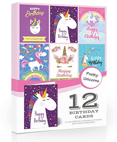 Olivia Samuel Geburtstagskarten, Einhorn-Design, 12 Stück