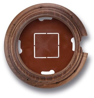 Peana de madera para mecanismos eléctricos vintage Garby y Dimbler para pared - Base para enchufes e interruptores de pared - Madera de haya envejecida - Peana con paso de cable Fontini