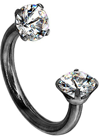 Piersando Piercing Ring Septum Tragus Helix Ohr Nase Lippe Nasenring Nasenpiercing Ohrpiercing Horseshoe Hufeisen mit Glitzer Kristall Schwarz
