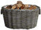 Tidyard Holzkorb mit Tragegriffen 60x40x28 cm Grau Weide Kaminholzkorb Weidenkorb Kaminkorb Aufbewahrungskorb Füllkorb Brennholzkorb Tragekorb