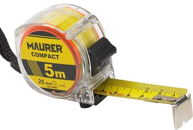 FLESSOMETRO MAURER 5MT 25MM IN ABS TRASPARENTE