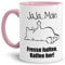 Tasse mit Spruch - Nö-Katze Ja Ja Moin - lustige Tasse für die Arbeit/Bürotasse/freche Tasse mit Katze/Geschenkidee lustig - Innen & Henkel Rosa