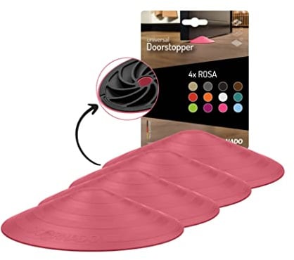 Doornado Arrêts de Portes en caoutchouc les plus résistantes au monde - Protection de Portes et Murs - 118x25mm - Inutile de Percer - Rose