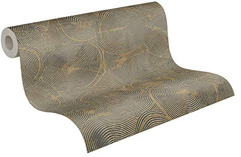 Livingwalls Vliestapete Metropolitan Stories Tapete mit Kreisen Nala Cape Town 10,05 m x 0,53 m beige metallic schwarz 379003 37900-3