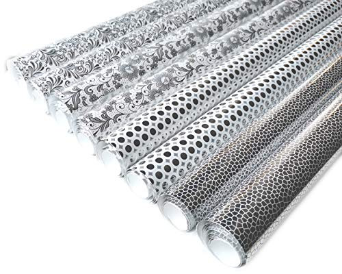 Premium Silber Metallic Geschenkpapier Set auf 8 Rollen perfekt für Geburtstage, Hochzeiten, Partys und mehr Geburtstagspapier(2m x 70cm je Rolle)