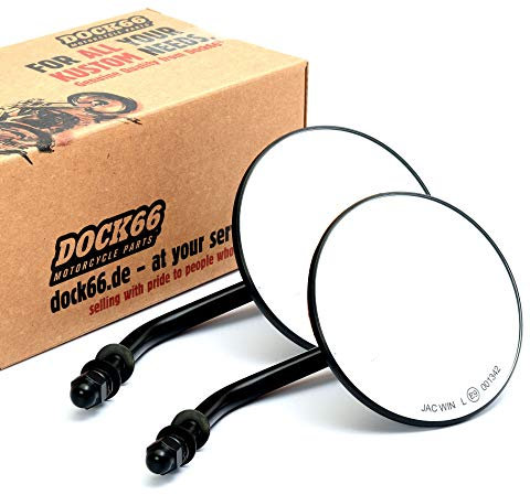 1 Paar Custom Spiegel rund 4/10cm schwarz mit E-Zulassung, für Harley-Davidson®