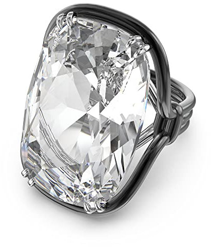 Swarovski Harmonia Ring, Übergroßer Kristall, Weiss, Metallmix