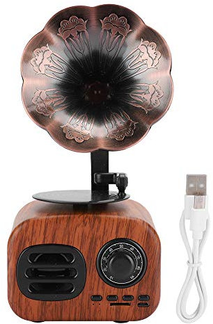 Mini Speaker, Mini Retro Bluetooth Smart Speaker Portable Loudspeaker Music Player for Desktop Laptop(Walnut color)