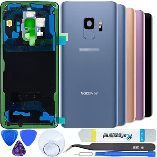 iStable Akkudeckel Set für Samsung Galaxy S9 G960 Rückseite Glas mit Kamera Linse Deckel Backcover -Original Blau