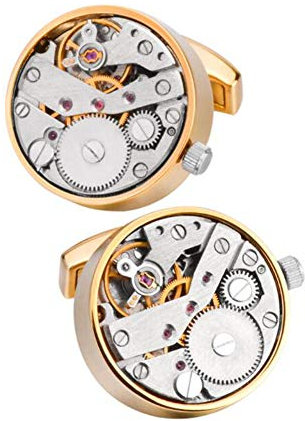 BYNYXI 1 Paar Manschettenknöpfe, Cufflinks Herren Zahnräder Uhrwerk Drehbare Mechanische Uhr Smoking Hemd Manschettenknöpfe für Hochzeit Bräutigam Personalisierte Manschettenknöpfe Herrengeschenk
