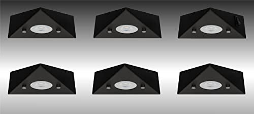 Trango 6er Set 6740-65 Küchen-Unterbauleuchte Matt-Schwarz *COOK* Einbauleuchte - Einbaustrahler inkl. 6x 4,8 Watt LED Modul 3000K warmweiß Dreieckleuchte – Küchen-Schrankleuchte 230V erweiterbar