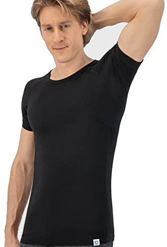 Fibershirts® Anti Schweiß Shirt - T-Shirt gegen Schweißflecken - Anti Schweiß Unterhemd - Mit ArmPads PRO & Silberbehandlung - Herren - Rundhals