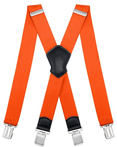 Dresime Hosenträger für Herren mit 4 starken Clips 4cm breit, X Form elastisch einstellbar Länge für Männer und Damen Overalls Jeans, Arbeitshosen, Jumpsuits, Motorradhosen, etc.
