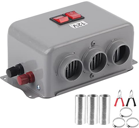 Mini Dégivreur de Chauffage de Voiture, 12 V 600 W-800 W Dégivreur de Pare-brise 3 Trous Dégivreur de Fenêtre Portable Désembuage Chauffage Rapide à Faible Bruit avec Accessoires pour Enlever le Givre