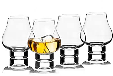 LUXBE - Bourbon Whiskey Brandy - Crystal Glasses Snifter 7.1-ounce, Set of 4 - Handcrafted Lead-Free Glass - Great for Spirits Drinks - Tasting Glasses - Tequila Shots - Scotch Cognac - 210ml