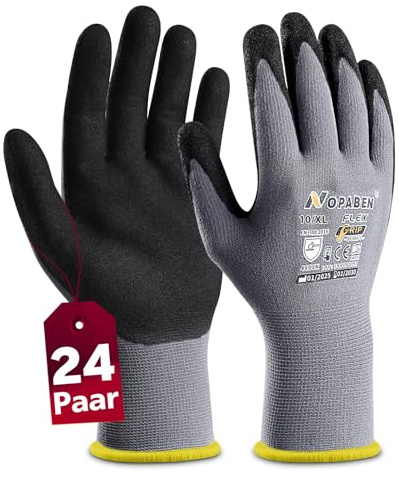 24 Paar Arbeitshandschuhe herren - montagehandschuhe mit optimaler Griffigkeit & feinem Tastgefühl, ölresistent und atmungsaktiv, Industrie-Schutzhandschuhe für Mechanik und Werkstatt, Größe 10/XL
