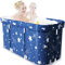 Adoture Faltbare Badewanne für Erwachsene,Tragbares Kunststoff-Badefass für Kinder,Mobile Spa Badewannen für Erwachsene mit Ablasshahn und Rückenlehne und 10 Badetaschen