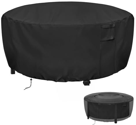 TheElves 152,4 cm Feuerschalenabdeckung, 600D Feuerstelle, rund, wasserdicht, für den Außenbereich, Terrasse, Kaminabdeckung, 152,4 x 58,9 cm