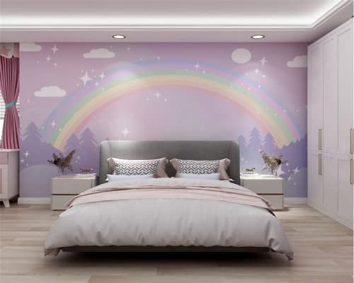 fototapete Cartoon Lila Wolken Regenbogen Wandbild Tapete,200 * 140cm Moderne Wanddeko Design Wand Dekoration Wohnzimmer Schlafzimmer Büro Flur