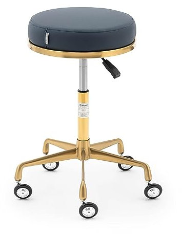 Physa Physa CASORIA Neavy Blue Rollhocker Marineblau/Golden 51-64 cm höhenverstellbar Friseurhocker Kosmetikhocker