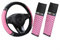 Lenkradbezug, 3 Stück, glitzernd, Leder, Strass, Autozubehör mit Schulter für Pads, Rosa
