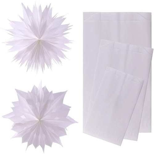 DIY-24H | Verschiedene Größen wählbar | Papiertüten Farbe Weiss Geschenktüten Papier, Kleine Tüten Süßigkeiten, Stern Weihnachten, Plätzchentüten, Brottüten, Brötchentüten (180x350x60mm, 1000 Stück)