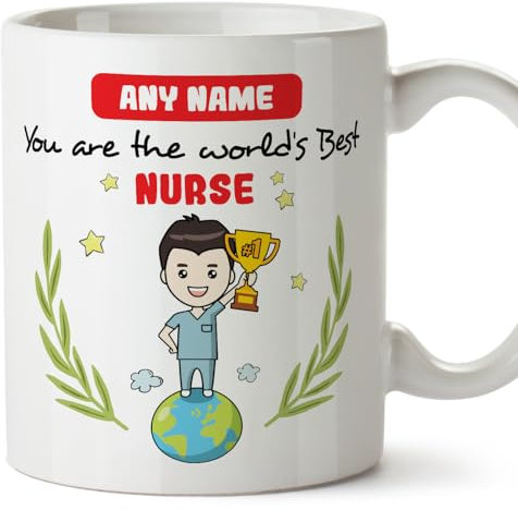 MUGFFINS Personalised Mug for Nurse Man - in English - You are World's Best - Funny Custom Gift for Colleagues - Ceramic 11oz Mug