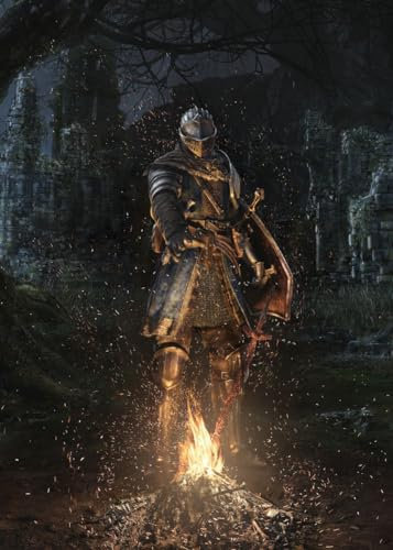 Displate Offiziell Dark Souls MetallPoster Magnetische Befestigung Inklusive Lizenziert Bilder Hochwertiges Poster Bonfire in the Shrine Poster 45 cm x 32 cm