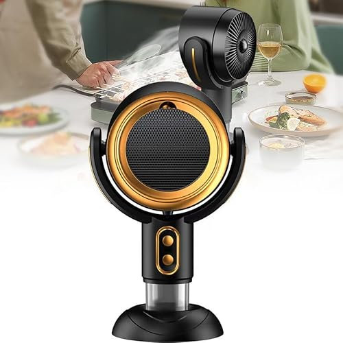 CYTBEK Desktop Range Hood, Portable Range Hood with 2 Speed Exhaust Fan, Detachable Filter Screen Adsorbed Oil, Low Noise Filtering Fumes, Kitchen Exhaust Fan for BBQ, Hot Pot gold