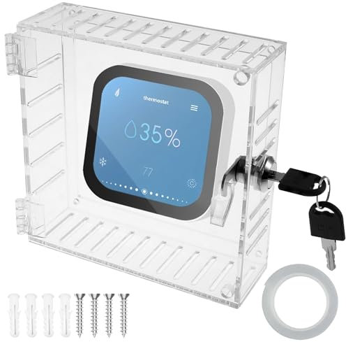 HAIJED Thermostat Lock Box with 2 Keys, Transparent Thermostat Protective Cover, Acrylic Thermostat Guard Box, Wall Mounted Universal Thermostat Cover Box for Most Thermostat(15 * 15 * 5cm)