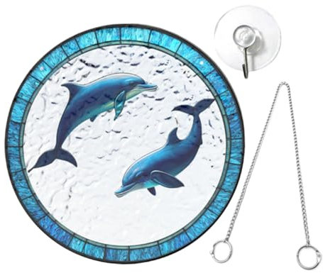 OFFSCH Wohnkultur 1 Satz Auflistung der Sonnenfänger Delfin-Buntglas-Fensterbehänge Buntglas- acrylanhänger bürodeko Wand Dekoration Buntfenster hängen Haushalt Glasfenster Wandschmuck