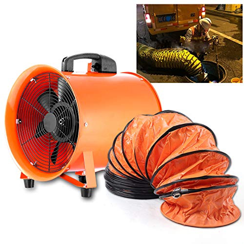 XUEMANSHOP Bauventilator, 320W Rohrventilator mit 10 m Schlauch Axialgebläse, 2800r/min Baulüfter Gebläse, 71 dB Geräuschpegel Industrielüfter