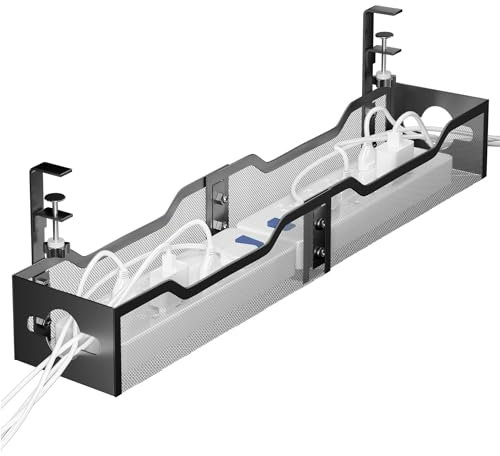 Quszmd Kabelmanagement-Tablett für den Schreibtisch, 63 cm, kein Bohren, stehender Kabel-Organizer und Drahtmanagement-Tablett – keine Schäden am Schreibtisch, Schwarz