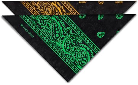 Moorle Bandana Baumwolle 100%, Bandana Kopftuch 2 Pcs, Halstuch Nickituch Damen, Bandana Head Scarf Protective, Scarf Paisley Pattern mit Mischfarben Rot und Blau/Gelb und grün
