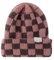 AD-BCrbgen Winter weiche und warme Damen Schädel Wolle gestrickte Bommelmütze Hut Damen Kaschmir lose gestrickte Bommelmütze (Color : Pink brown grid, Size : Cap 56cm-62cm)
