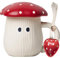 Disoza Tazza Fungo Con Coperchio 400ml - Ceramica Tazza Da Tè/Caffè Con Cucchiaio e Sottobicchiere - Regalo Di Natale/Compleanno Per Moglie Fidanzata