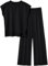 Veriliss 2 Teilig Outfits Für Damen Pullover Sets Strickpullover Tops Elastische Taille Hosen Lounge Sets Trainingsanzug(Schwarz,XL)