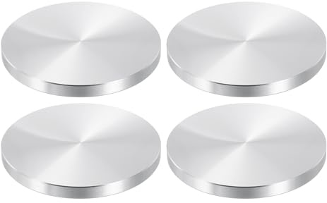PATIKIL 4 Stück Glasplatten Adapter, Aluminiumscheibe, M10 Gewinde für Tischbeine & Tischfüße, M10 x 80mm x 7mm Aluminiumkreis Scheibe Glasplattenscheibe, für Glastisch, Silber